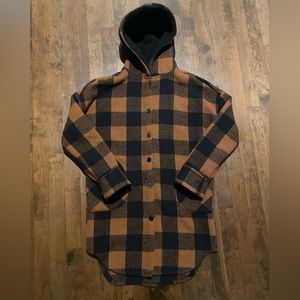 Plaid Orange and Black Shacket